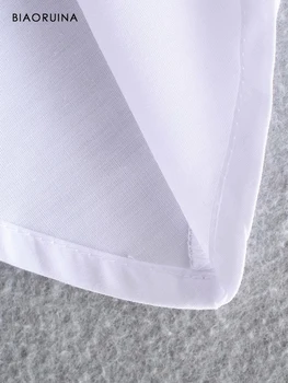BIAORUINA Žien Biela Singel svojim Rozstrapatené tvaru Sladké Tričko Obrúb Dekorácie Ženských All-zápas Slim Módy Blúzky,