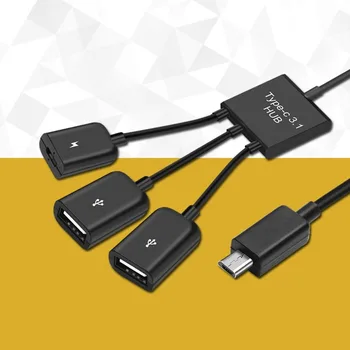 Priehradke Typ-C/Micro Kábel 3 v 1, USB, C OTG Host Kábel usb Hub Kábel Adaptér Konektor Splitter