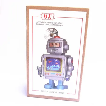 [Zábavné] Klasická kolekcia Retro Hodinky Vietor až Kovové Chôdza Tin Hračka astronaut roboty Mechanické deti vianočný darček