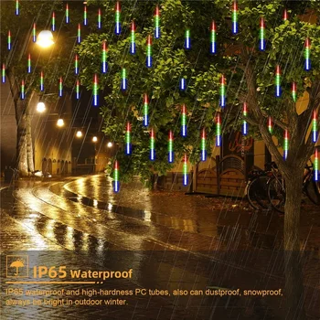 Garland LED meteorický dážď Dážď String Svetlá 8 Skúmaviek Svadobné Outdoor Záhrada Dovolenku Zdobia Nepremokavé, Ľahké Multicolor