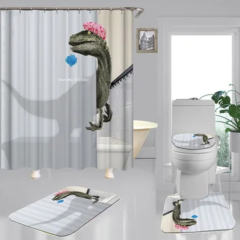 Kreslený Seriál 3D Digitálna Tlač Nepremokavé Domov Sprchové Závesy Dacron Kúpeľňa 4-dielna Sada s protišmykové Rohože Wc Mat