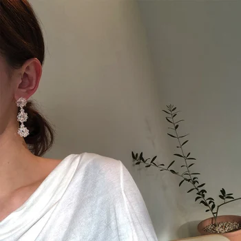 2021 Kórejský Elegantný Retro Sladké Korálkové Crystal Kvet Visieť Náušnice Pre Ženy, Dievčatá Egirl Módne Datovania Estetické Šperky