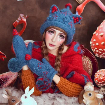 BomHCS Vianočný Stromček Čiapočku & Rukavice Roztomilý Ženy Zime Teplé Ručne Pletený Hat Čiapky Darček