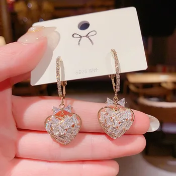 2021 kórejský Nové Luxusné Módne Šperky Boho Crystal Drop Náušnice pre Ženy Kolo Zlatá Farba Svadobné Náušnice Šperky Darček
