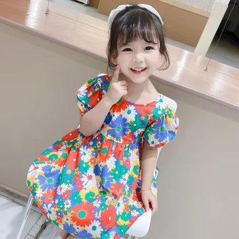 Letné dievča, detské oblečenie novorodenca šaty tlač kvet jumpsuit šaty bavlna letné baby dresses76