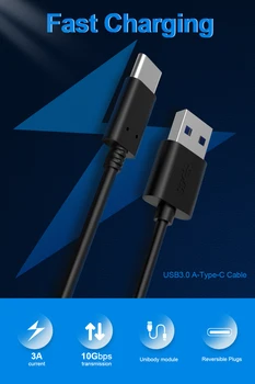 Medený Drôt USB Typu C 3.1 Gen1 3M pre Samsung S10 S20 ZUK Sony Rýchle Nabíjanie USB-C kábel Mobilný Telefón použiť Typ-C, USB Kábel 3m