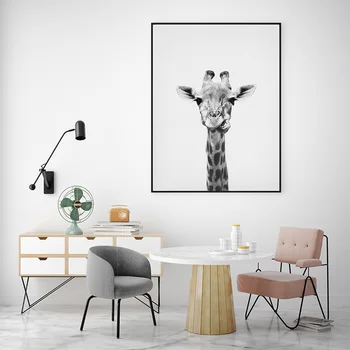 Nordic Plátno Na Maľovanie Čiernej A Bielej Žirafa Papagáj Roztomilý Zvieratá Tlač Plagátu Moderných Domov Wall Art Dekorácie Pre Izba Dekor