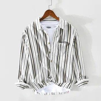 Z106 jar/leto novej pánskej bežné long-sleeve prekladané bavlnené tričko bunda