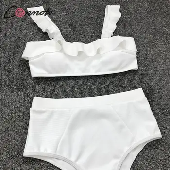 Prehrabať push up plavky žena Vysoký pás plavky ženy Letné beach kúpajúcich kúpanie oblek nové Sexy pevné biele bikiny 2020 nové