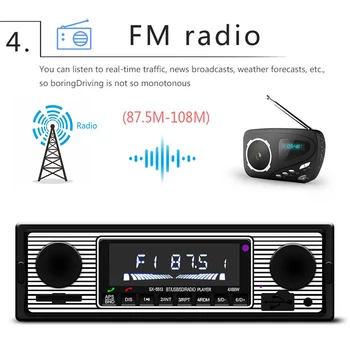 Bluetooth Bezdrôtovým Audio FM MP3 Prehrávač Multimediálnych súborov TF USB, AUX Podporu Vintage 12V Auto Rádio Stereo In-dash