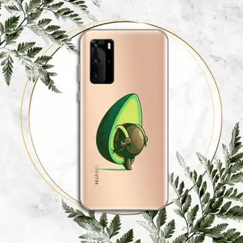 Zelené Avokádo Telefón Prípade Jasné, Transparentné pre huawei honor S 40 30 20 lite Pro 10 i 8 9 x p smart 2019