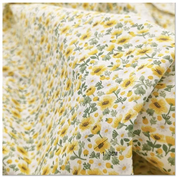 Čistá Bavlna Twill Textílie Tým Metrov Žltých kvetov Vytlačené Bavlna DIY Šitie Dieťa Nosiť Handričkou Posteľnú Prikrývku Výzdoba Domov