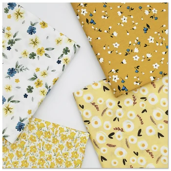 Čistá Bavlna Twill Textílie Tým Metrov Žltých kvetov Vytlačené Bavlna DIY Šitie Dieťa Nosiť Handričkou Posteľnú Prikrývku Výzdoba Domov