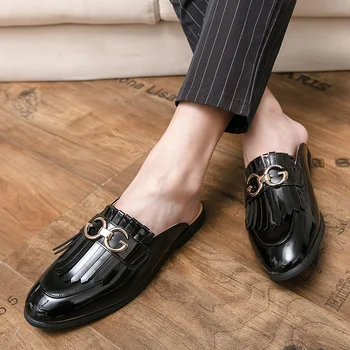 Flipshoes kožené lete mužov kože, veľkosť štýlové papuče módne veľké teplé vnútorné flops piergitar Moccasins topánky trend mužov