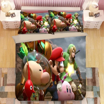 Likurb Super Marioes Perinu obliečka na Vankúš posteľná bielizeň Nastaviť Smash Bros Jeden Twin Plnej Veľkosti pre Deti Chlapec Dievčatá Spálňa Decor