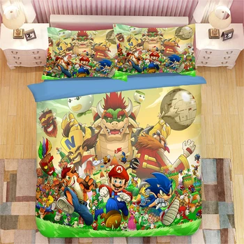 Likurb Super Marioes Perinu obliečka na Vankúš posteľná bielizeň Nastaviť Smash Bros Jeden Twin Plnej Veľkosti pre Deti Chlapec Dievčatá Spálňa Decor