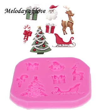 Vianočný Stromček jeleň Santa Claus fondant cake zdobenie nástroje silikónové formy Cukru Plavidlá Formy DIY Tortu veľkoobchod T0017