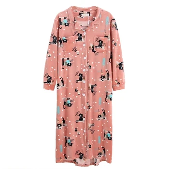 Veľká veľkosť 8XL Mäkké Nightgown Sleepwear Zimné Flanelové Nightdress kreslených mačka roztomilý Fleece Teplé Noci Šaty Domov Nosiť oblečenie 58