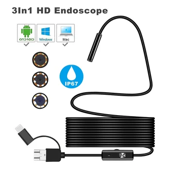 8.0 mm Endoskopu Kamera 720P USB Endoskop Nepremokavé Inšpekcie Borescope so 6 LED Svetlo, 10M Kábel pre Android, Windows, Mac