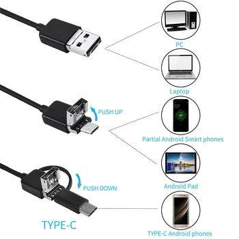 8.0 mm Endoskopu Kamera 720P USB Endoskop Nepremokavé Inšpekcie Borescope so 6 LED Svetlo, 10M Kábel pre Android, Windows, Mac