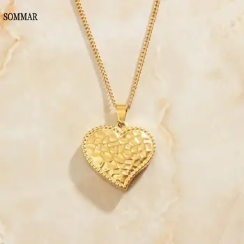 SOMMAR Nádherný Zlata Plné Lady prívesok náhrdelník Konkávne konvexný dizajn láska prívesok maxi náhrdelník Šperky Európsky Štýl