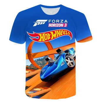 Hot wheels 3D Vzor Anime t-shirt Oblečenie Pre Dievčatá, Nové Letné O-krku Oblečenie Dieťa Chlapcov-Krátke Rukávy Topy Streetwear Deti