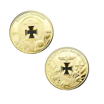 Nemecký kríž pozlátené pamätné mince vojny duté 24k skutočné zlato-á poistný pamätná medaila výzvou mince mexiko