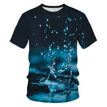 2021 Letné Módy Nové Kvapka Vody Dance 3d Tlač Vzor Mužov Pekný Bežné Krátke rukávy T-shirt Top