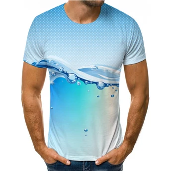 2021 Letné Módy Nové Kvapka Vody Dance 3d Tlač Vzor Mužov Pekný Bežné Krátke rukávy T-shirt Top
