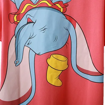 Artsnie Disney Dumbo Cartoon T Shirt Ženy Lete 2021 O Krk Krátky Rukáv Topy Femme Streetwear Ružová Nadrozmerné T-shirts Čaj