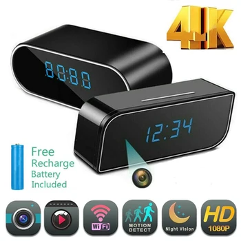 4K Bezdrôtový WIFI Mini Hodiny Fotoaparát Oculta Alarm Videokamera Sledovať 1080P IP Security Nočné Videnie Pohybu Zistiť Diaľkové Monitorovanie Cam