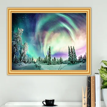 Predaj 5D DIY Diamond Maľovanie Aurora Krajiny Cross Stitch Auta Plný Vrták Námestie Výšivky Mozaikové Umenie Obraz Domova Darček