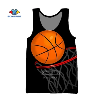 SONSPEE Novinka Streetwear Muži Móda Príležitostné bez rukávov top Basketbal 3D Tlač Harajuku Nádrž Pulóver Lete Vesta Unisex