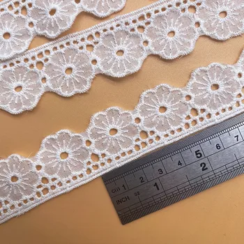 2.7 cm*5yards kvet duté bavlna, vyšívané čipky trim DIY Šitie biele čipky orez pásky urob si sám oblečenie, príslušenstvo
