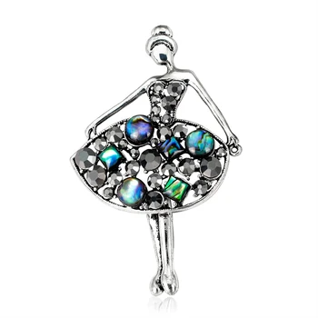 Móda Balerína Dievča Tvare Brošne Pre Ženy MultiColor Crystal Kamienkami Brošňa Preklopke Kolíky Obrázok Šperky