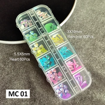 Hot predaj Mocha farba Nail Art Drahokamu 12 Mriežky box Mix tvar na Nechty, Glitter DIY Manikúra Príslušenstvo