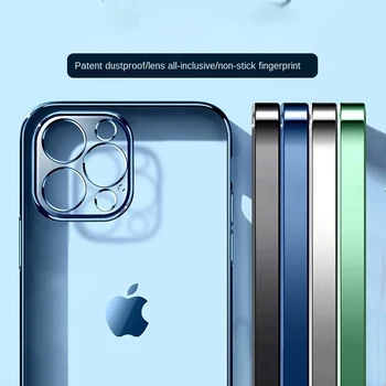 Luxusné Rám Pokovovanie Clear Matte Mäkké puzdro Pre iPhone 12 11 Pro Max Mini X XR XS 6 7 8 Plus SE 22020 Transparentné Silikónové Krytie