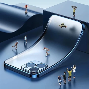 Luxusné Rám Pokovovanie Clear Matte Mäkké puzdro Pre iPhone 12 11 Pro Max Mini X XR XS 6 7 8 Plus SE 22020 Transparentné Silikónové Krytie