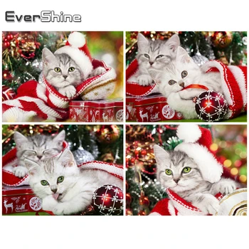 Evershine Diamond Maľovanie na Nový Príchod Mačka 5D DIY Diamond Výšivky, Vianočné Zvierat Drahokamu Obrázok Domáce Dekorácie