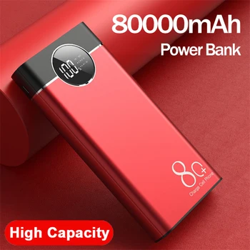 Veľká-Kapacita 80000mAh Power Bank pre Sumsung IPhone Xiao Prenosný Telefón Rýchlo Nabíjačka Hodinky Digitálne Zobrazenie Cestovnej Nabíjačky