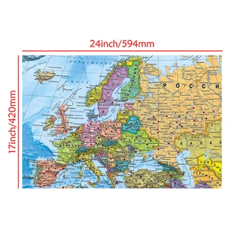Retro Mapu Európy-Politické Rozdelenie 59x42cm ruskej Mapu Plátno na Stenu-Nálepky Dekoratívne Plagáty a Vytlačí Cestovný Darček