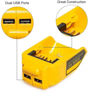 Kompatibilné Pre Dewalt 12V/20V Lítium-Iónová Batéria Dual USB & DC Port Nabíjačka, Napájací Zdroj pre Dewalt DCB090 DCB091