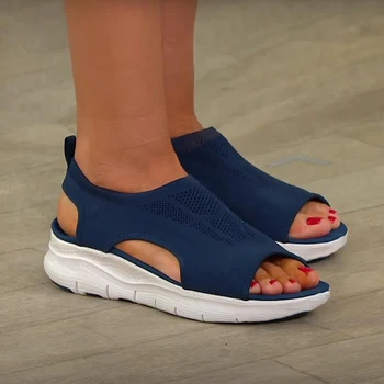 Dámske Sandále Oka Duté Dámske členkové Topánky Kliny Platformu Farbou Otvorené Prst Slip-On Ženská Obuv Plus Veľkosť 45 Nové