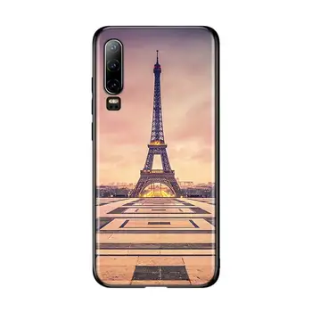 Pre Huawei P30 P40 P20 Pro Lite E Plus 5G Bright Black Telefón Prípade, Francúzsko, Paríž, Eiffelova Veža