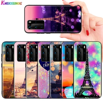 Pre Huawei P30 P40 P20 Pro Lite E Plus 5G Bright Black Telefón Prípade, Francúzsko, Paríž, Eiffelova Veža