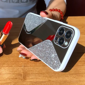 Luxusný Lesk Bling make-up Zrkadlo Telefón puzdro pre IPhone 12 11 Pro Max Mini X XS XR 8 7 6 Plus SE 2 2020 Shockproof Kryt Funda