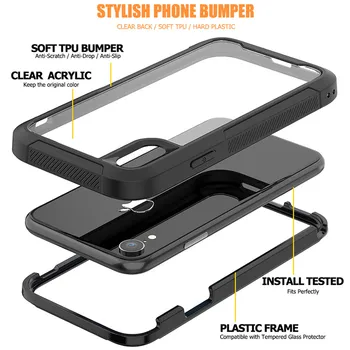 Vojenské Šok Absorpcie puzdro Pre iPhone 12 11 X XR XS Max Transparentné Ultra-Tenké PC+TPU Ochranné puzdro Pre iPhone 6 7 8 Plus