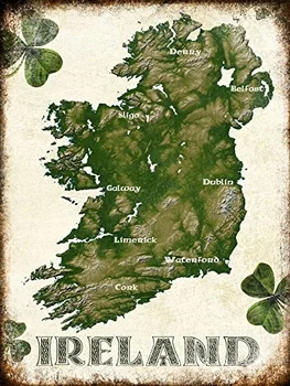 Írsko Mapa Tin Podpísať Plagát Retro Domov Spálňa, Obývacia Izba Dekorácie Kávy Pub Dekorácie Kino Koridoru Doska 12*8 Cm