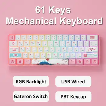 AKKO3061S Tokio R2 RGB USB Káblové Mechanical Gaming Keyboard, 61 Klávesov Gateron Prepínač PBT Japonský Keycap Mechanické Klávesnice