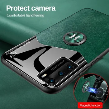 Prípad Pre Huawei Honor 9X Pro 8X Max 30 Lite 20 30s 20s 9C Kožené Magnetický Krúžok Držiak Zadného Krytu Pre Česť Hrať 4t-taktné V30 Pro X10